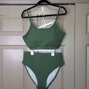 NWT Shein Green Two-Piece High Rise Swimsuit Size 2XL